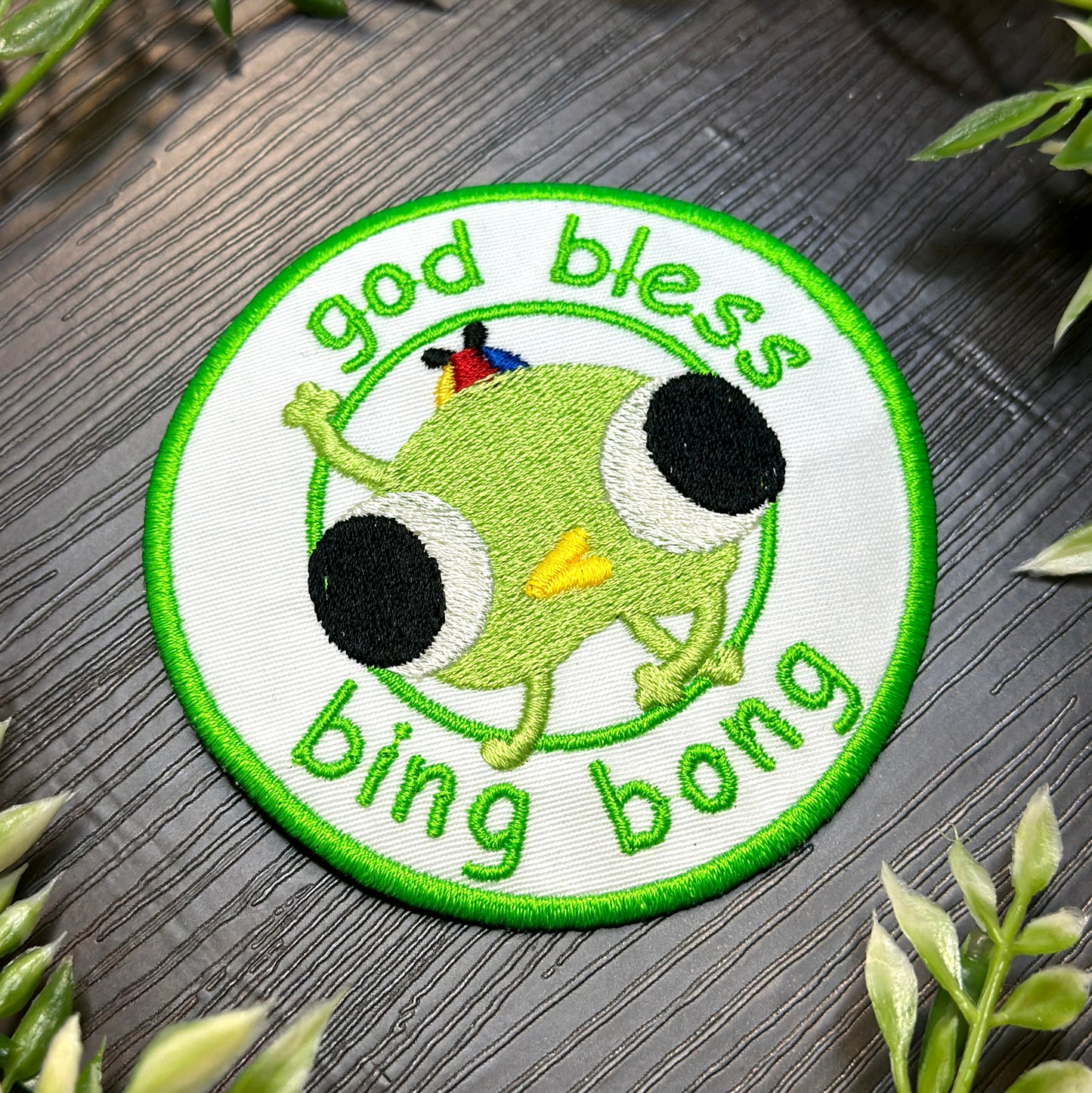 Iron-On Patch - "God Bless Bing Bong" Peak Indie Game Embroidered Patch