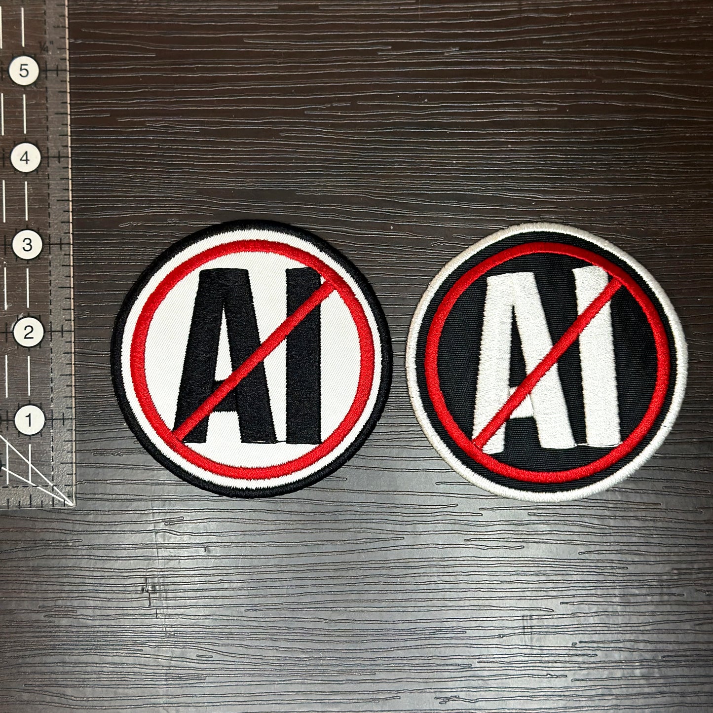 Iron-On Patch - "NO AI" Anti-Artificial Intelligence, Anti-AI Punk Political Embroidered Patch