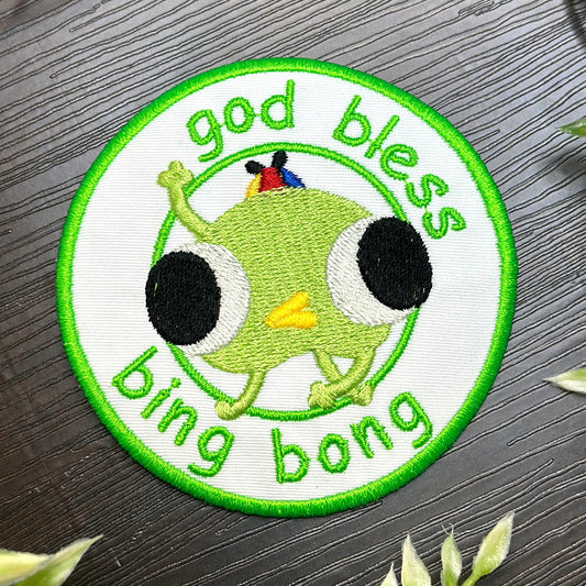 Iron-On Patch - "God Bless Bing Bong" Peak Indie Game Embroidered Patch