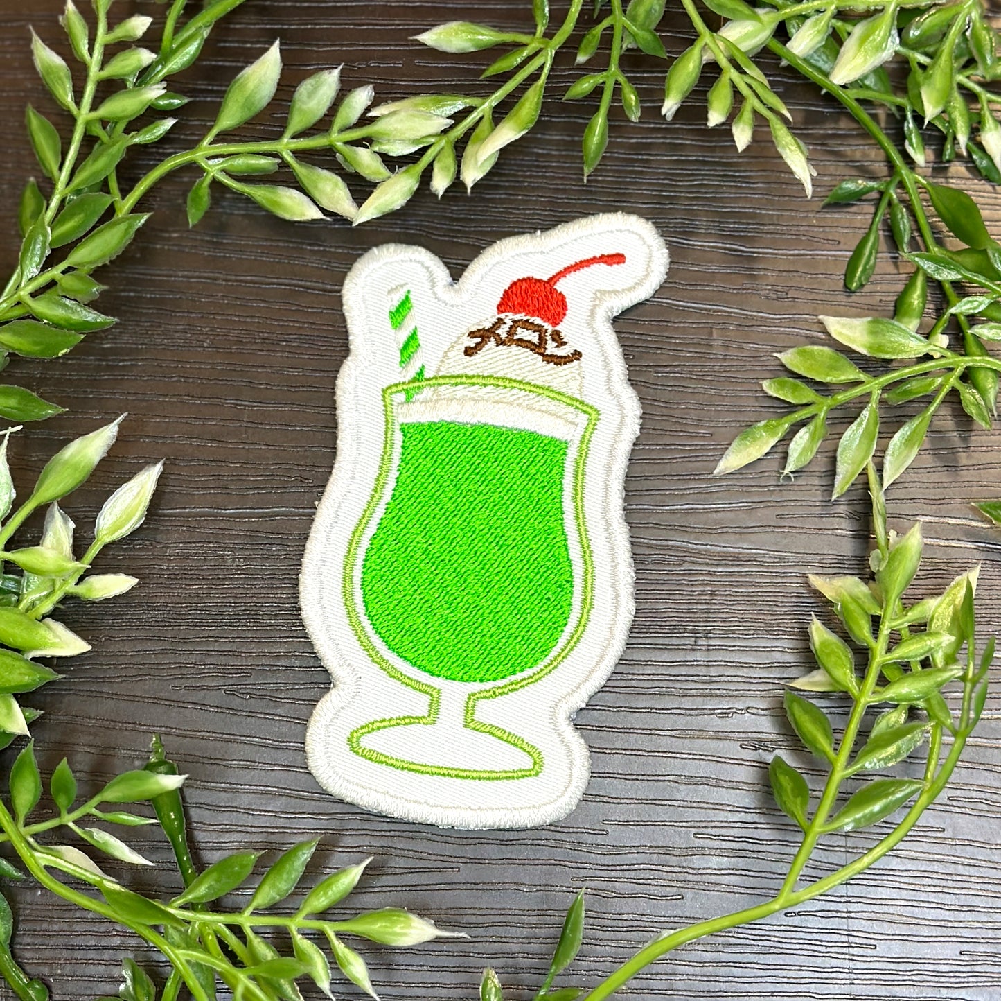 Iron-On Patch - "Melon Soda Float" Cute Kawaii Japanese Culture Embroidered Patch