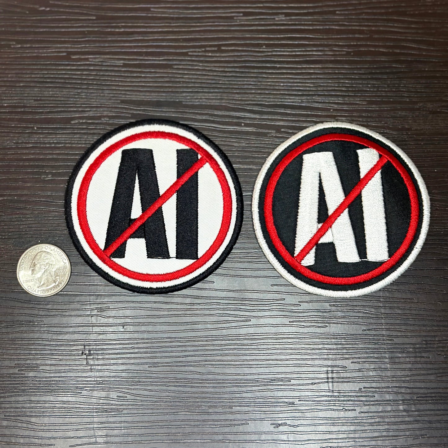 Iron-On Patch - "NO AI" Anti-Artificial Intelligence, Anti-AI Punk Political Embroidered Patch