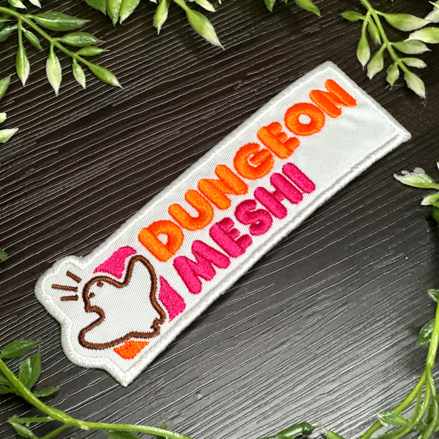 Iron-On Patch - Dungeon Meshi "Dunkin Donuts" Parody Logo Anime Delicious in Dungeon Embroidered Patch