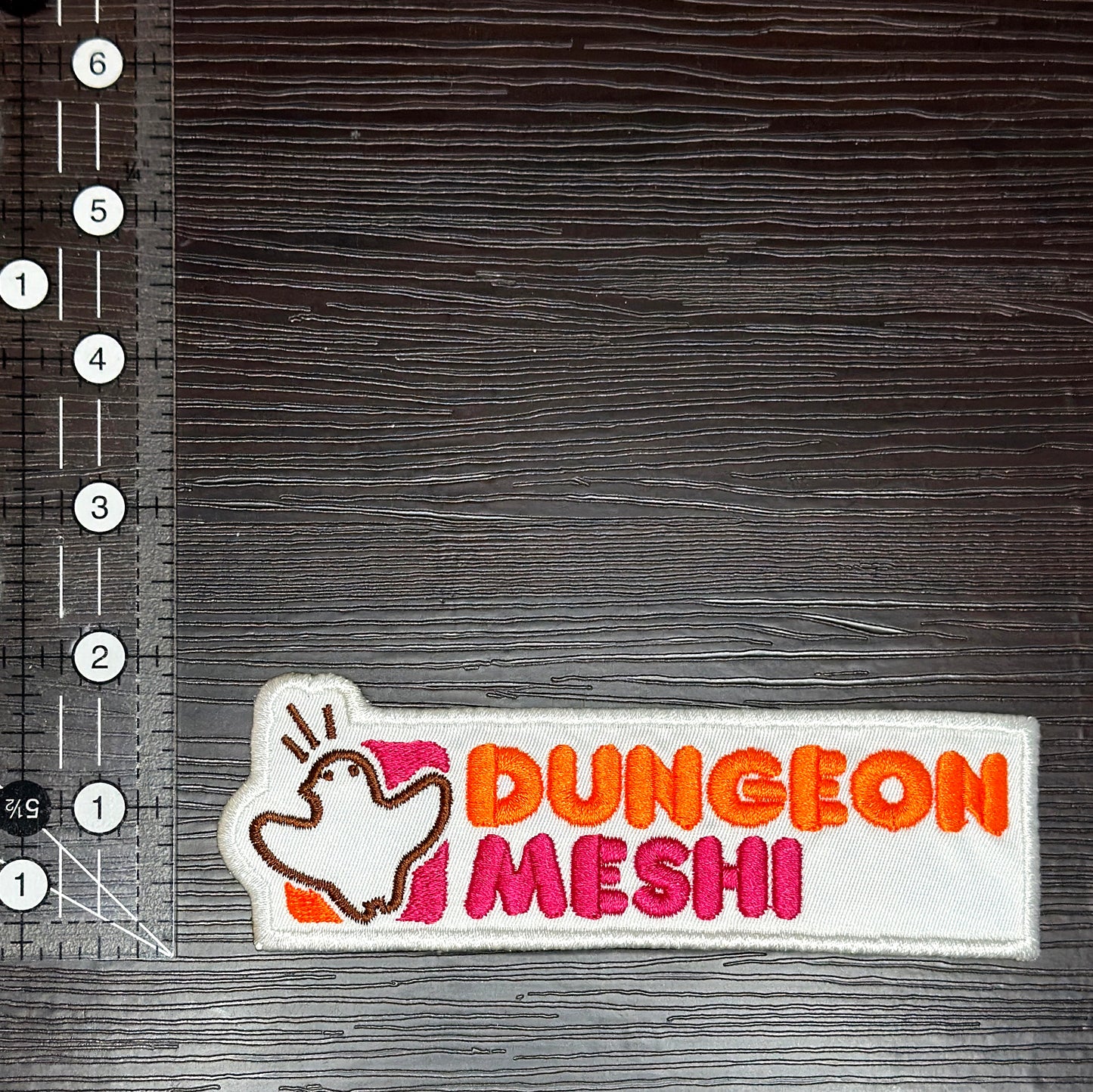 Iron-On Patch - Dungeon Meshi "Dunkin Donuts" Parody Logo Anime Delicious in Dungeon Embroidered Patch