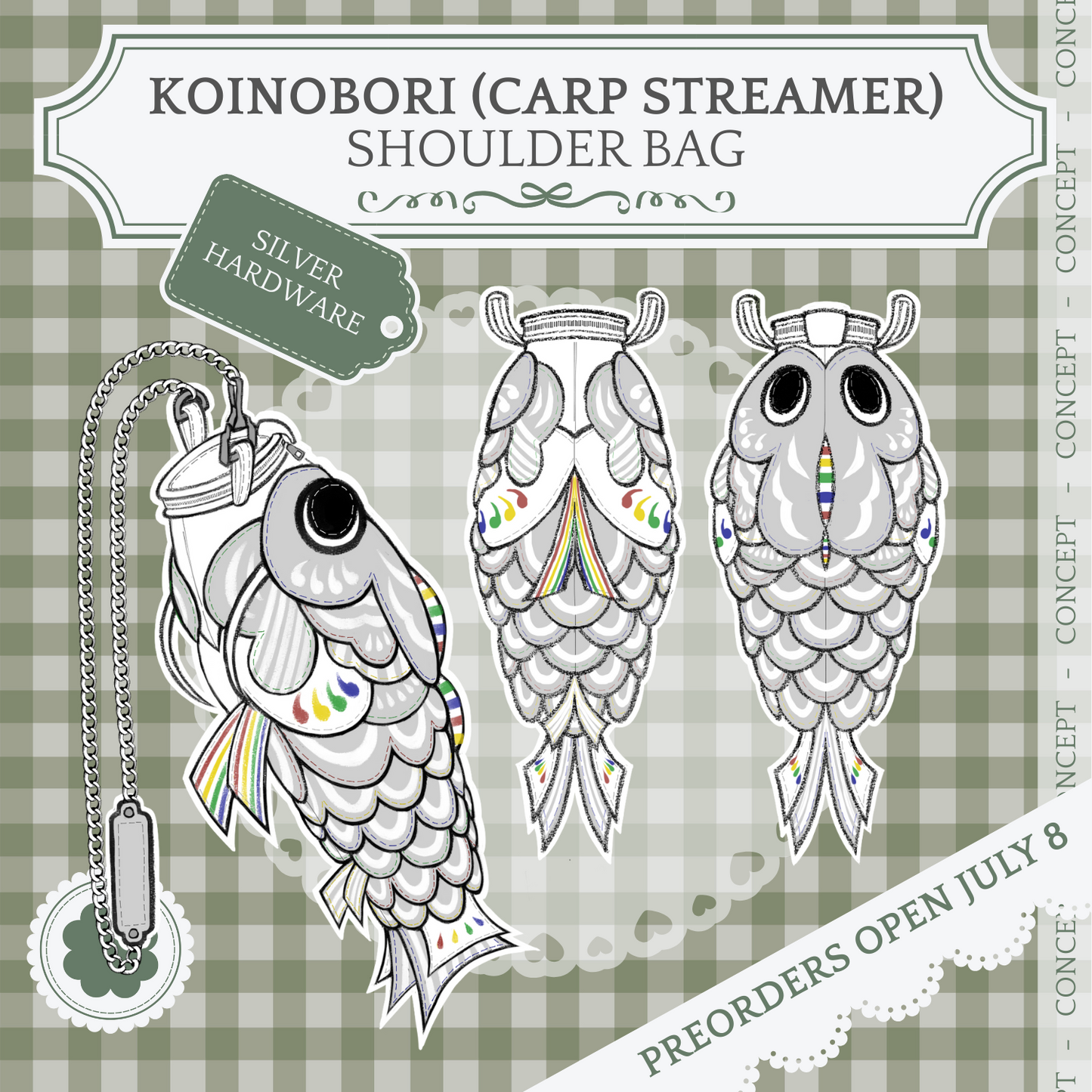 PRE-ORDER: "KOINOBORI" Japanese Carp Streamer Novelty Shoulder Bag