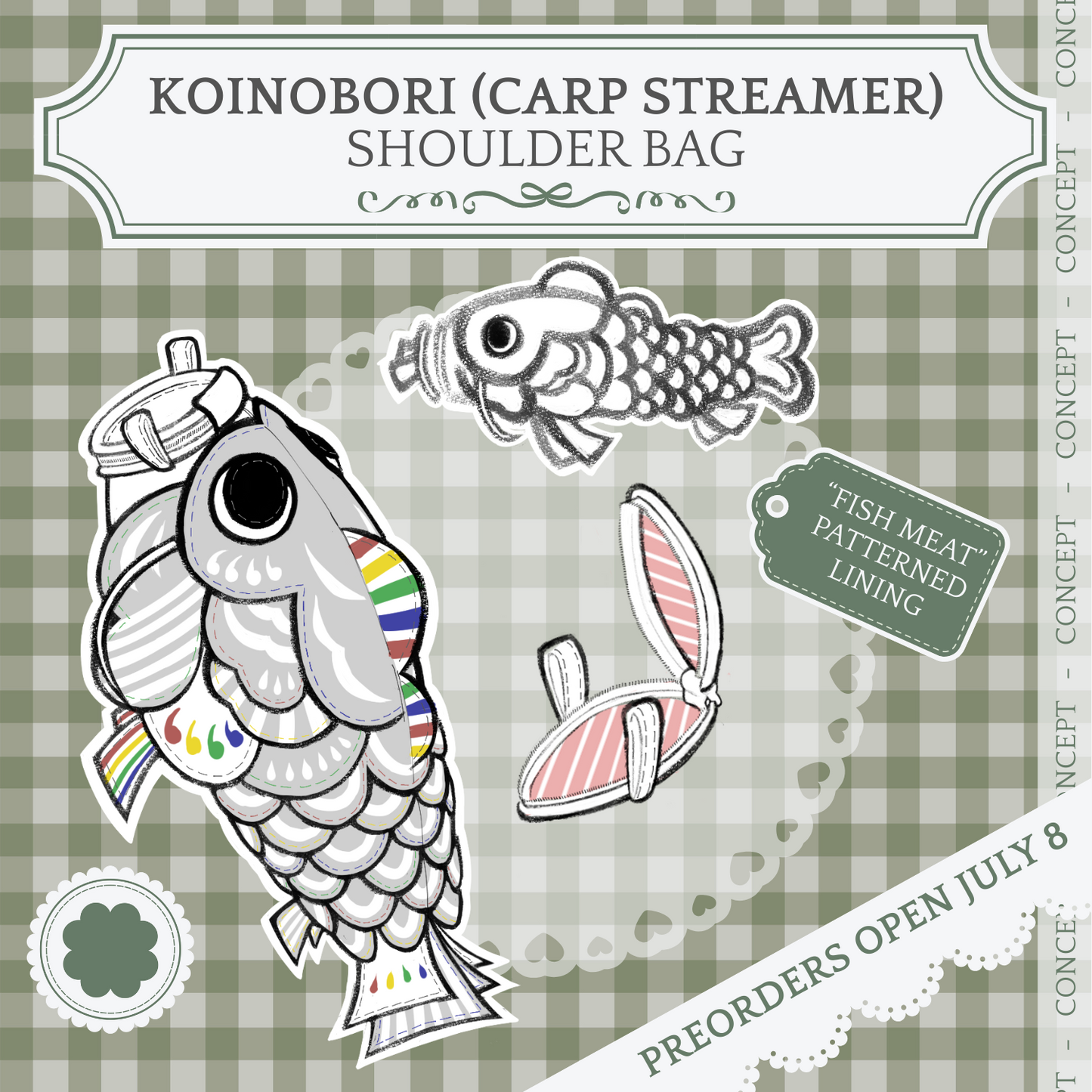 PRE-ORDER: "KOINOBORI" Japanese Carp Streamer Novelty Shoulder Bag