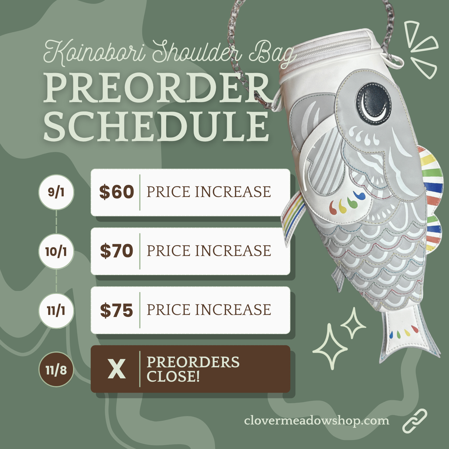 PRE-ORDER: "KOINOBORI" Japanese Carp Streamer Novelty Shoulder Bag